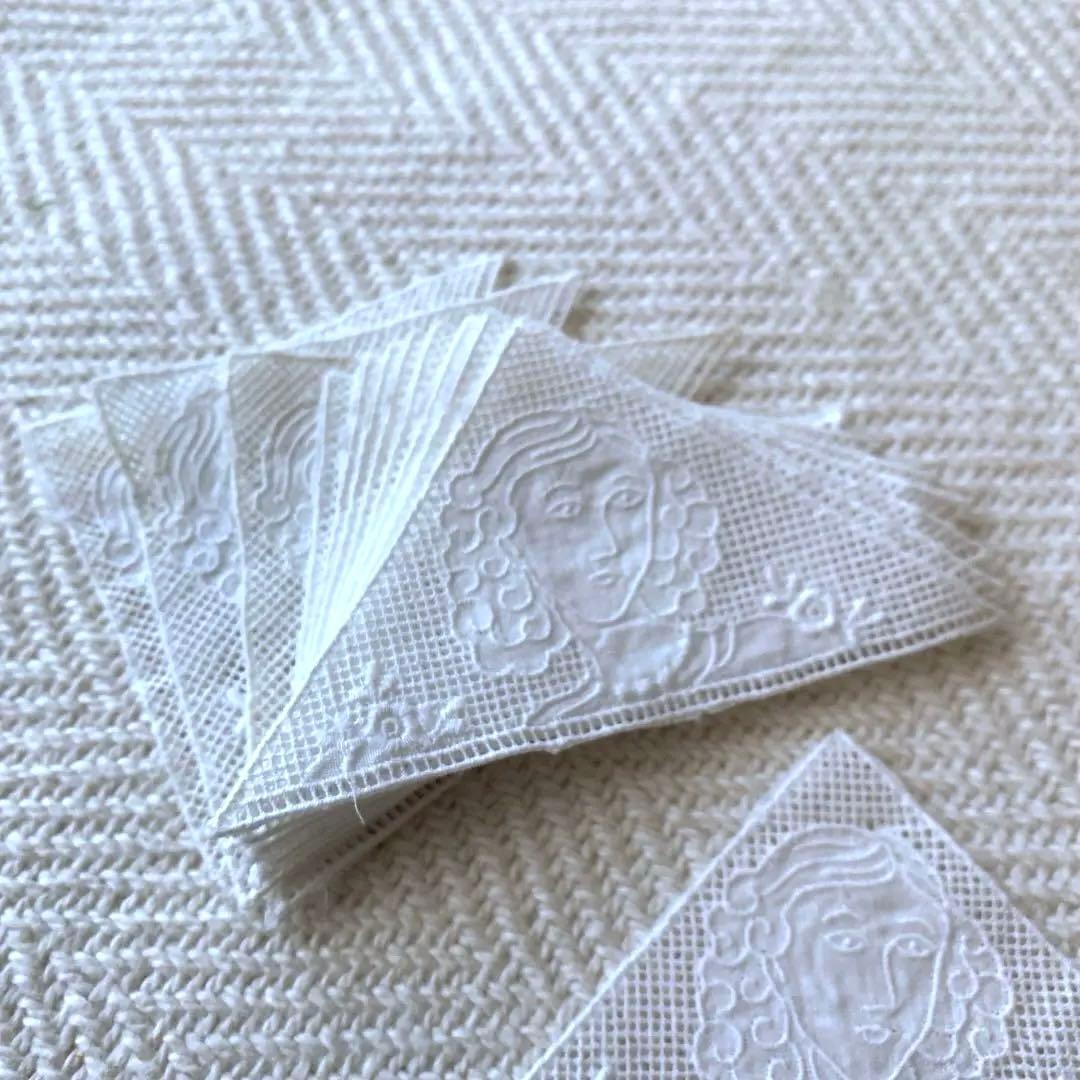 アンティークコットン レース刺繍 女性 三角パーツ マーガブ 16枚