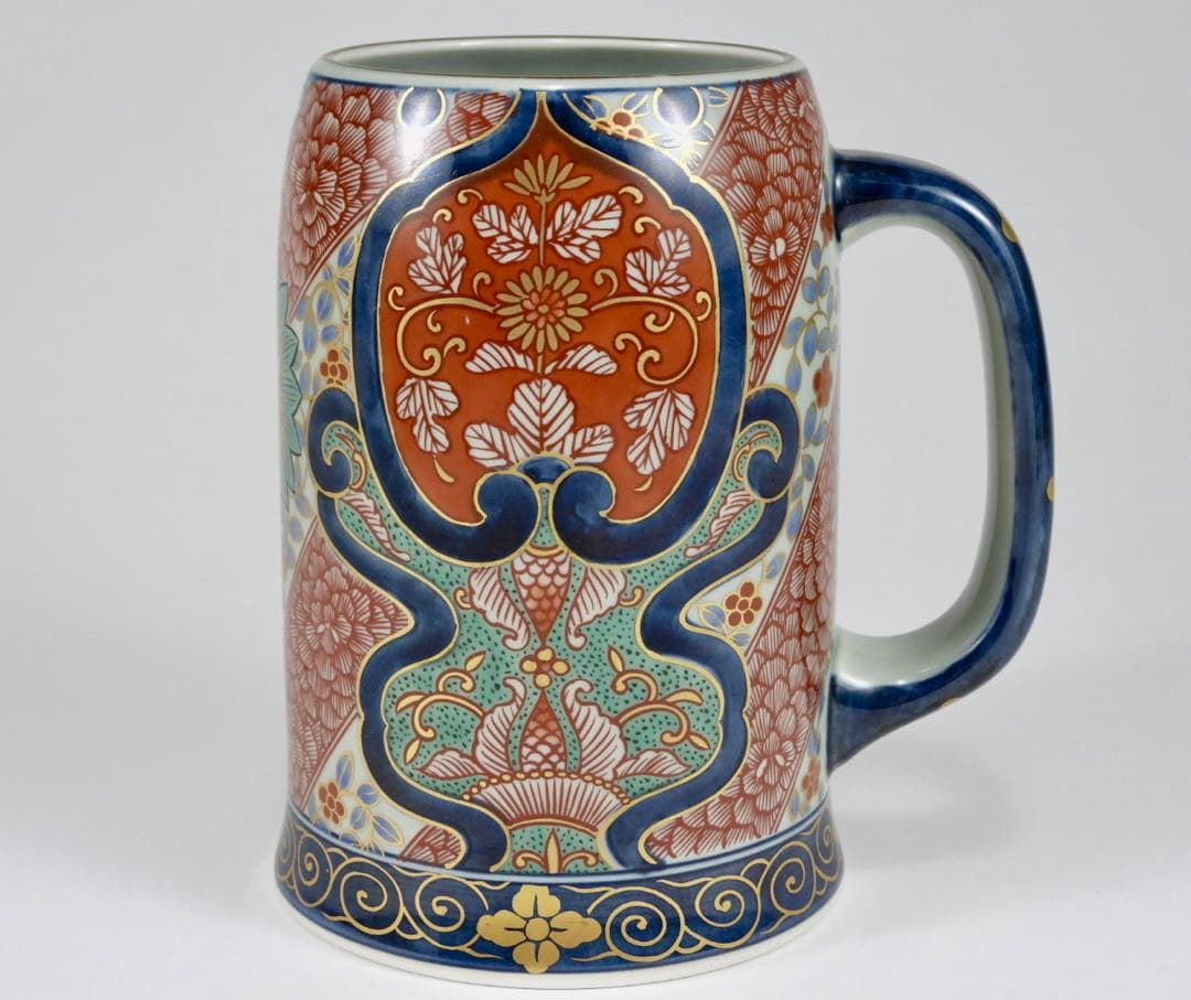 【専用】林九郎窯 二方割木甲牡丹 ジョッキ ビアジョッキ ビールジョッキ 金縁