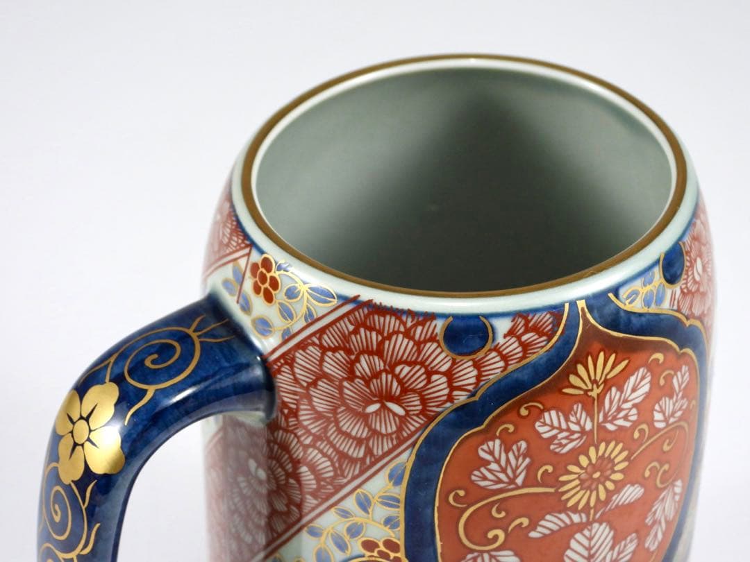 【専用】林九郎窯 二方割木甲牡丹 ジョッキ ビアジョッキ ビールジョッキ 金縁