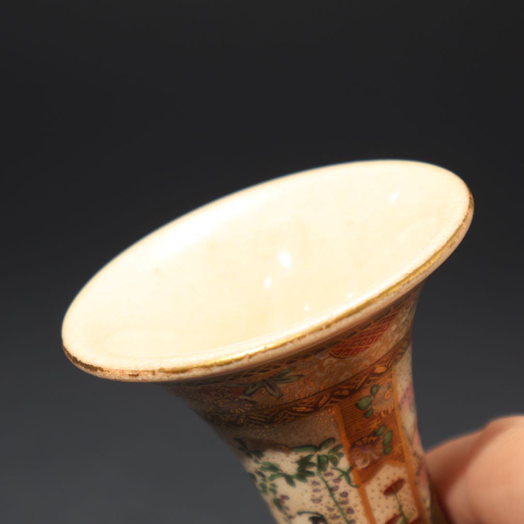 薩摩焼　花見図花瓶　骨董　里帰り　明治　R1573ダS