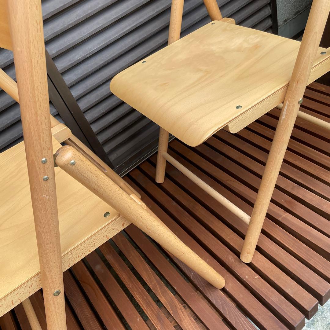 無印良品　廃盤　木製折りたたみチェア　3個セット