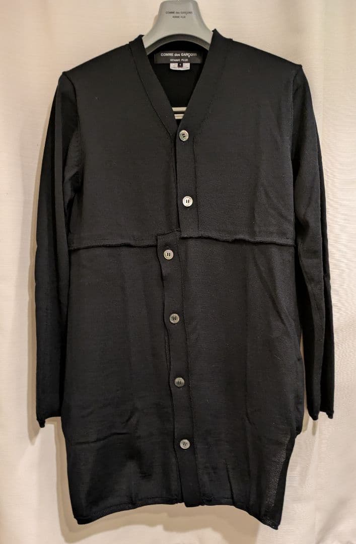 コムデギャルソンオムプリュス 切り返しロングカーディガン 黒・S