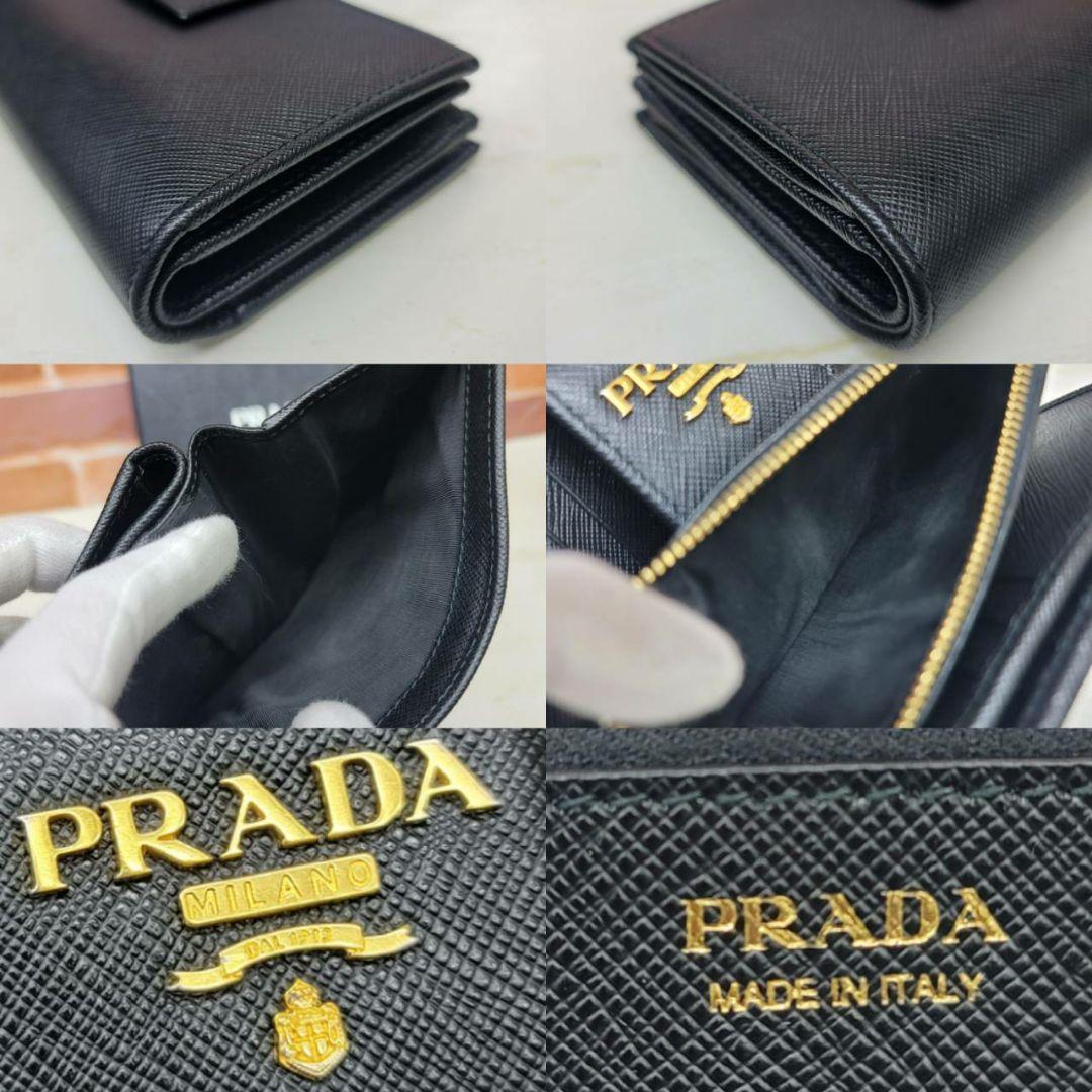 希少 ほぼ未使用PRADA☆鑑定済☆サフィアーノ 1ML005 黒 プラダ財布