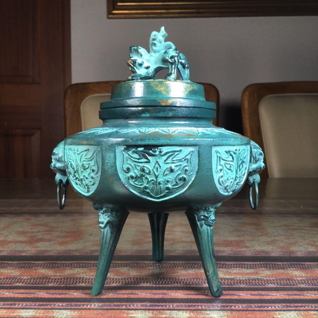 『冬うー特価』　村田宏　『駒型　菖蒲地紋』　青銅　香炉