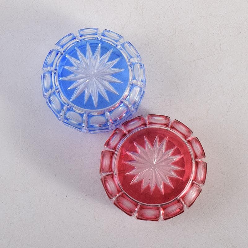 堀口硝子　須田秀石作　江戸切子　玉格子文　小鉢　共箱　2点　D　R8799