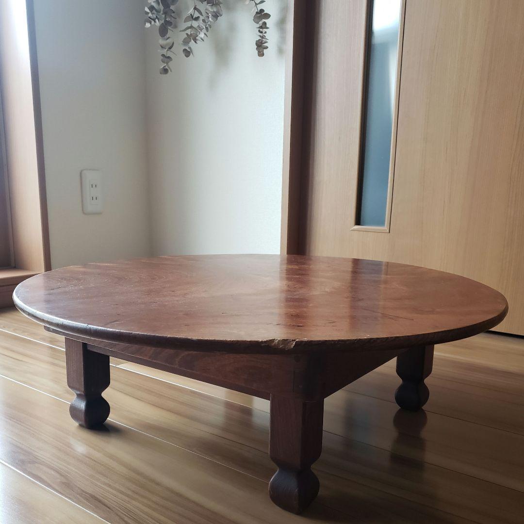 古家具　ちゃぶ台　一枚板　木製 　欅　折り畳み　無垢　時代家具