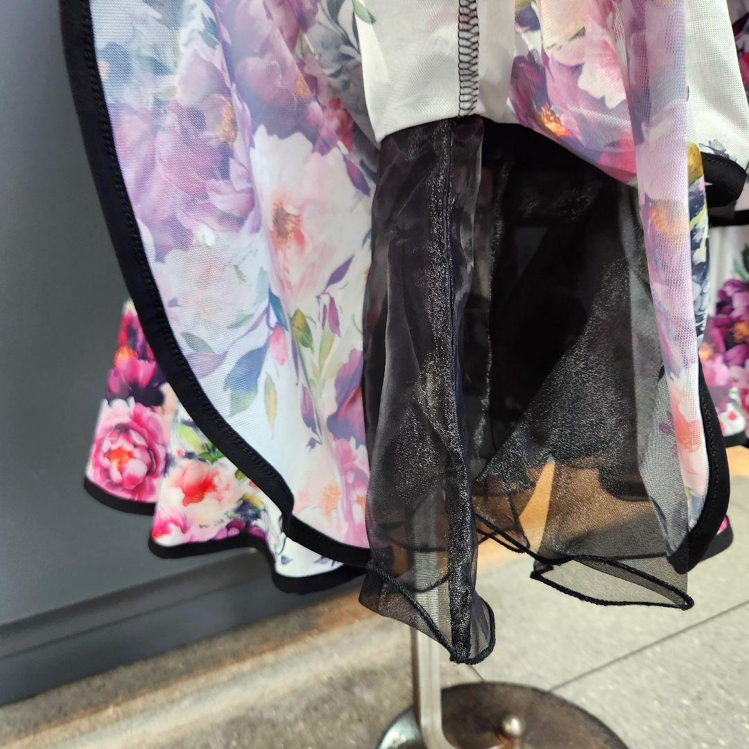 アラシ 【新品】社交ダンス用フリルスカート花柄ティアードMサイズ