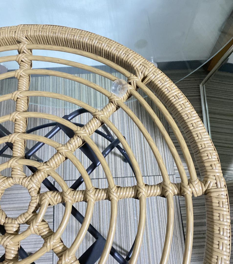 TOHMA リゾネア カフェテーブル サイドテーブル ラタン調・丸型・ガラス