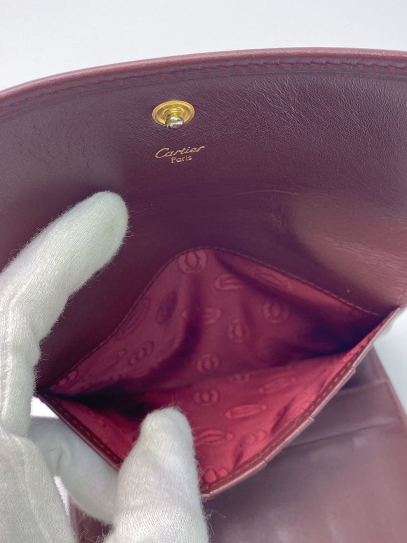 美品 Cartier カルティエ マストライン 三つ折り財布　がま口 ボルドー
