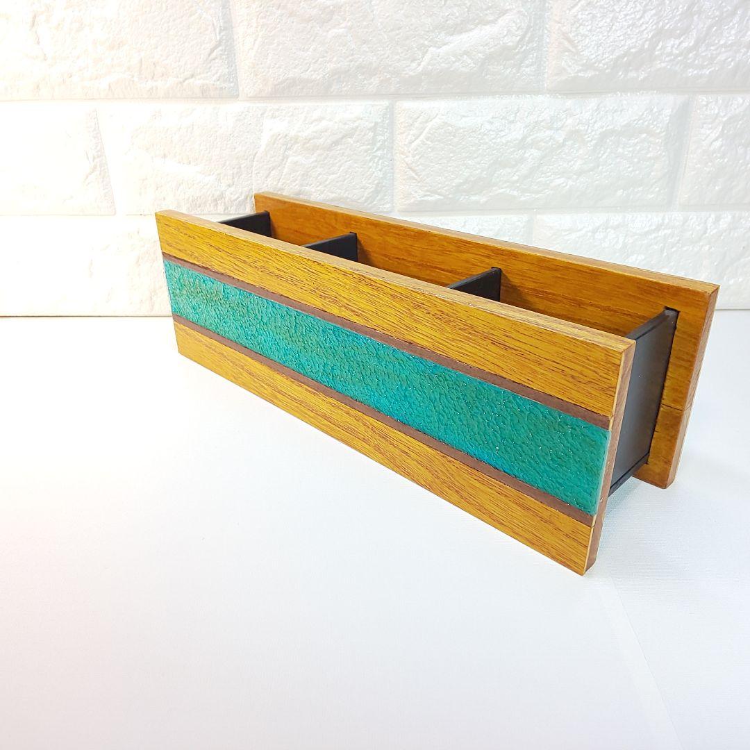 【1207】ウッドレジン　波模様　リモコンラック　収納ケース　インテリア　雑貨