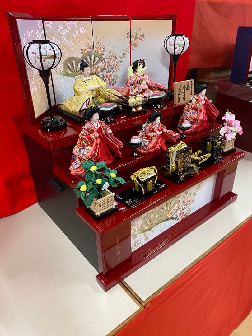 東京久月　親王五人飾り収納用三段セット・間口約６０×奥行約４６×高さ約６１㎝