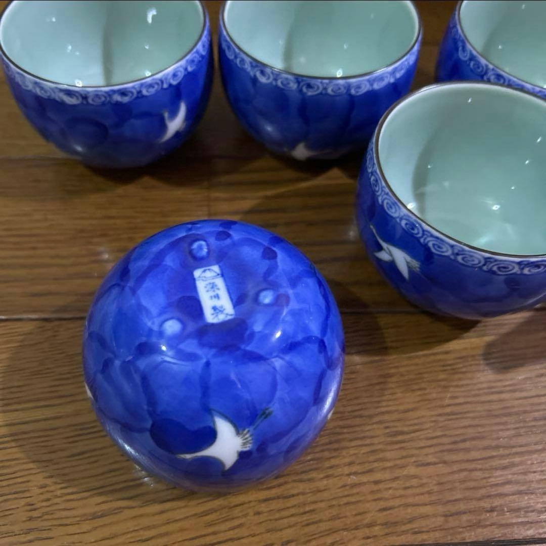 深川製磁 白鶴紋様　平中急須