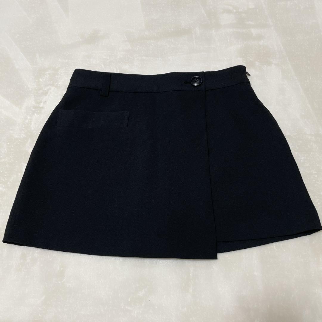 美品 eimy istoire ラップミニスカート キュロット黒 ブラック S