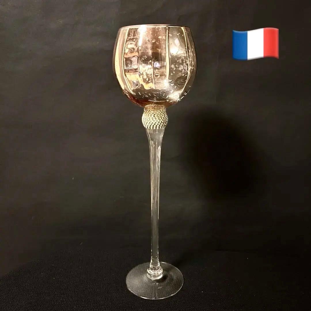 ★新品未使用★パリ発　アンティークゴールドとラインストーンのフラワーベース　L