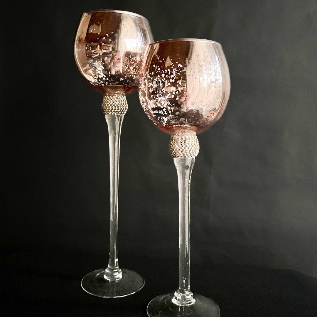 ★新品未使用★パリ発　アンティークゴールドとラインストーンのフラワーベース　L