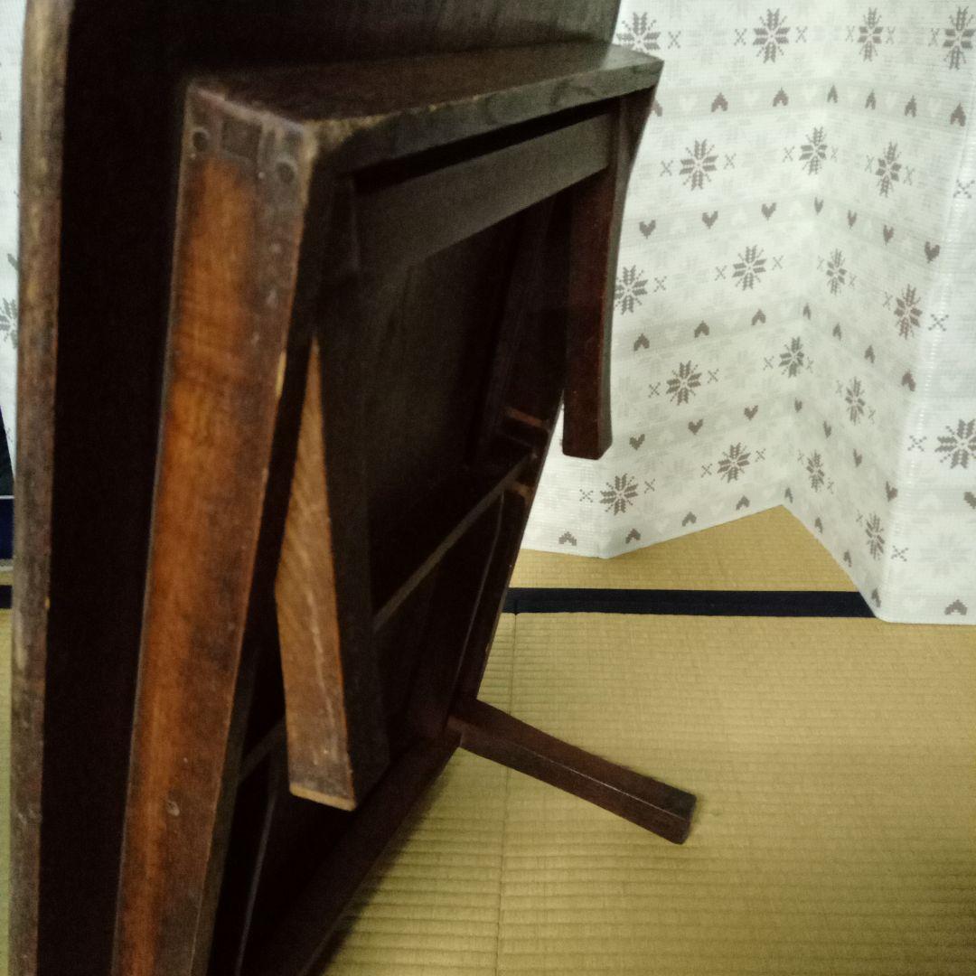 けやき　木製アンティーク長方形座卓　欅　堅木　折りたたみ　昭和レトロ