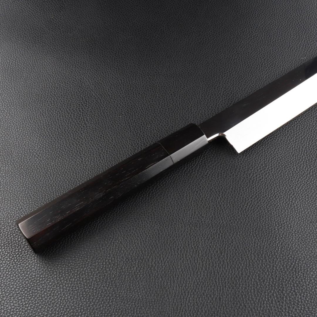 8732切付柳刃包丁9寸鏡面仕上げ刺身包丁 刃は究極の切れ味 黒檀黒水牛角八角柄