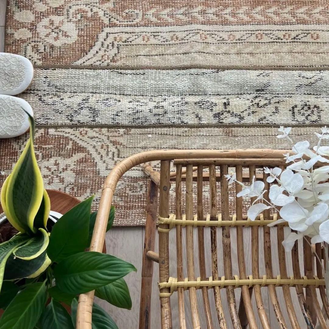 パッチワーク✳︎ 63×97✳︎キャラメル　マロンブラウン　トルコヴィンテージラグ