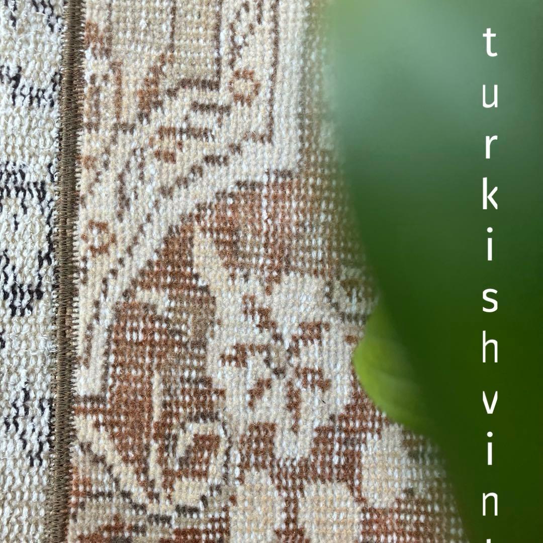 パッチワーク✳︎ 63×97✳︎キャラメル　マロンブラウン　トルコヴィンテージラグ