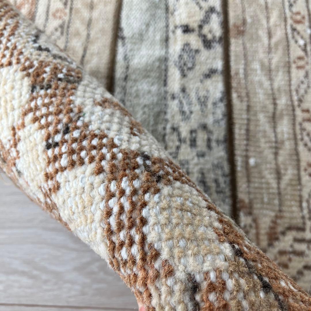 パッチワーク✳︎ 63×97✳︎キャラメル　マロンブラウン　トルコヴィンテージラグ