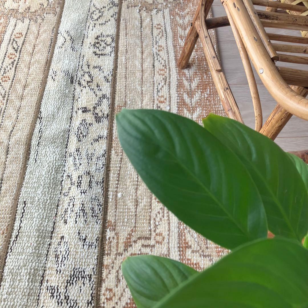 パッチワーク✳︎ 63×97✳︎キャラメル　マロンブラウン　トルコヴィンテージラグ