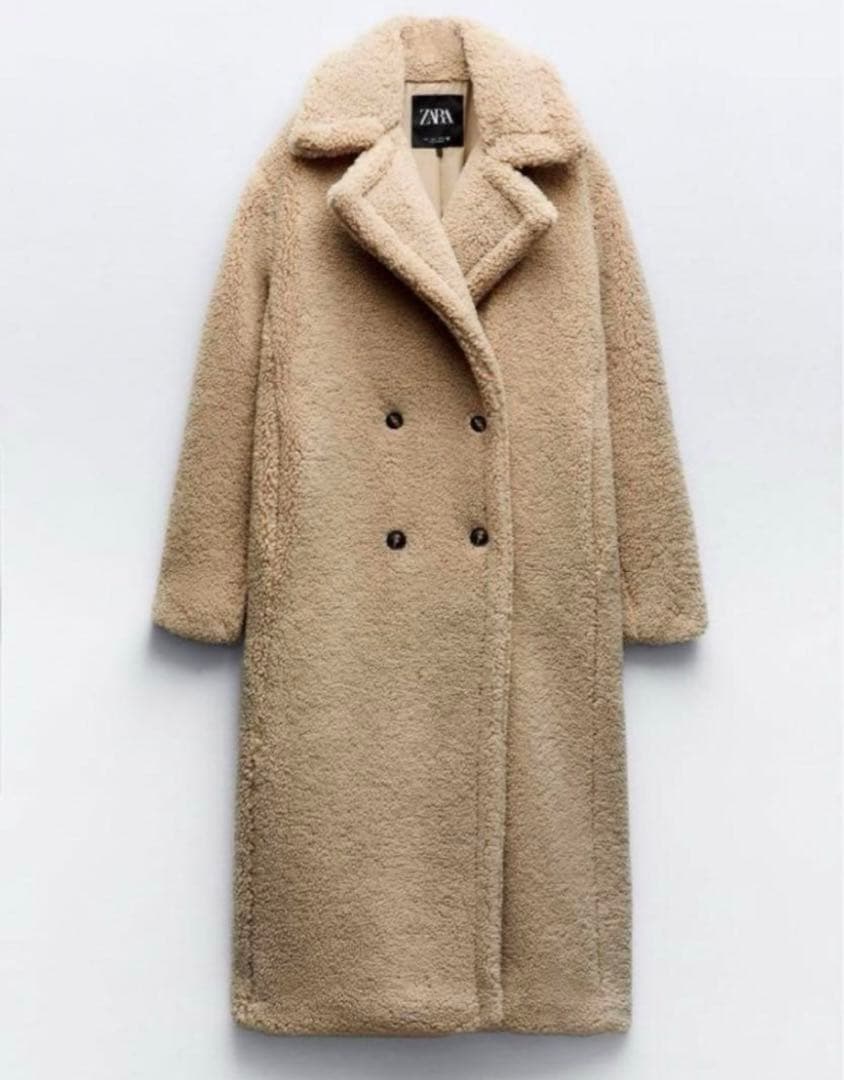 完売品【未使用】ZARA エクストラロングフェイクボアコートSサイズにゃこ