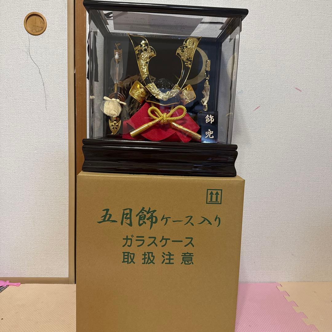 新品未使用　五月人形　兜　コンパクト兜　ケース入り兜