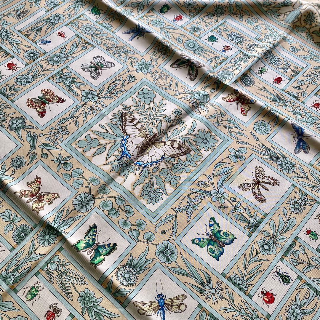 エルメス カレ90 スカーフ シルク100% 1990年代　ベージュ系