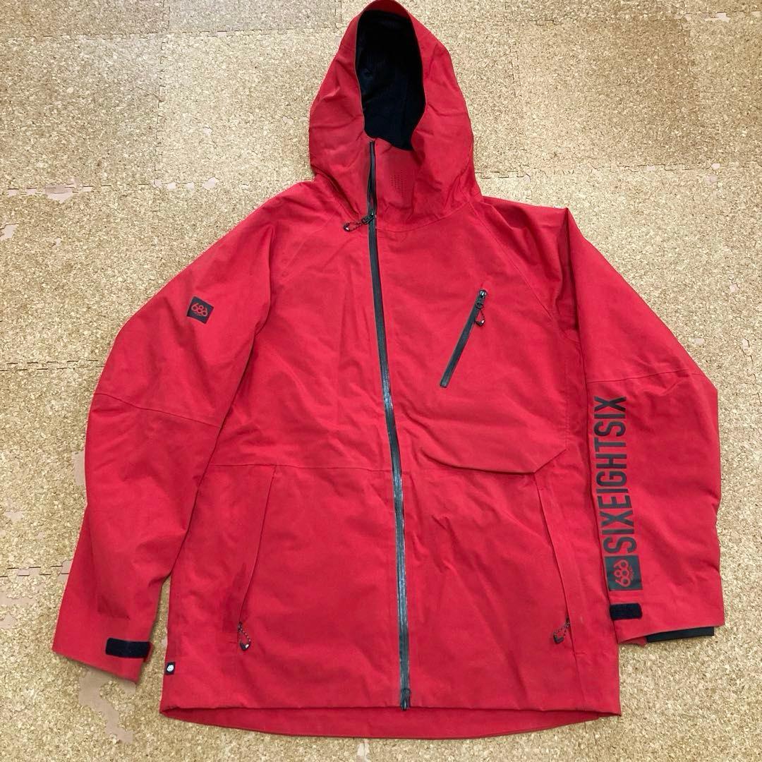 686スキーウェア スキー スノボジャケット スノボ スノーボード Mメンズ赤