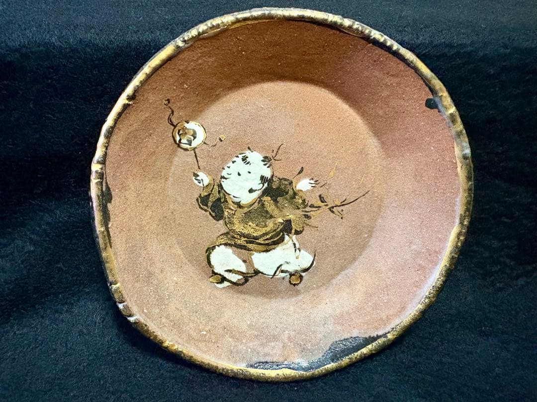 ❤️美品　村田陶苑(八塔亭ニ寧) 作家　手書き　小皿　童子　金彩　2セット