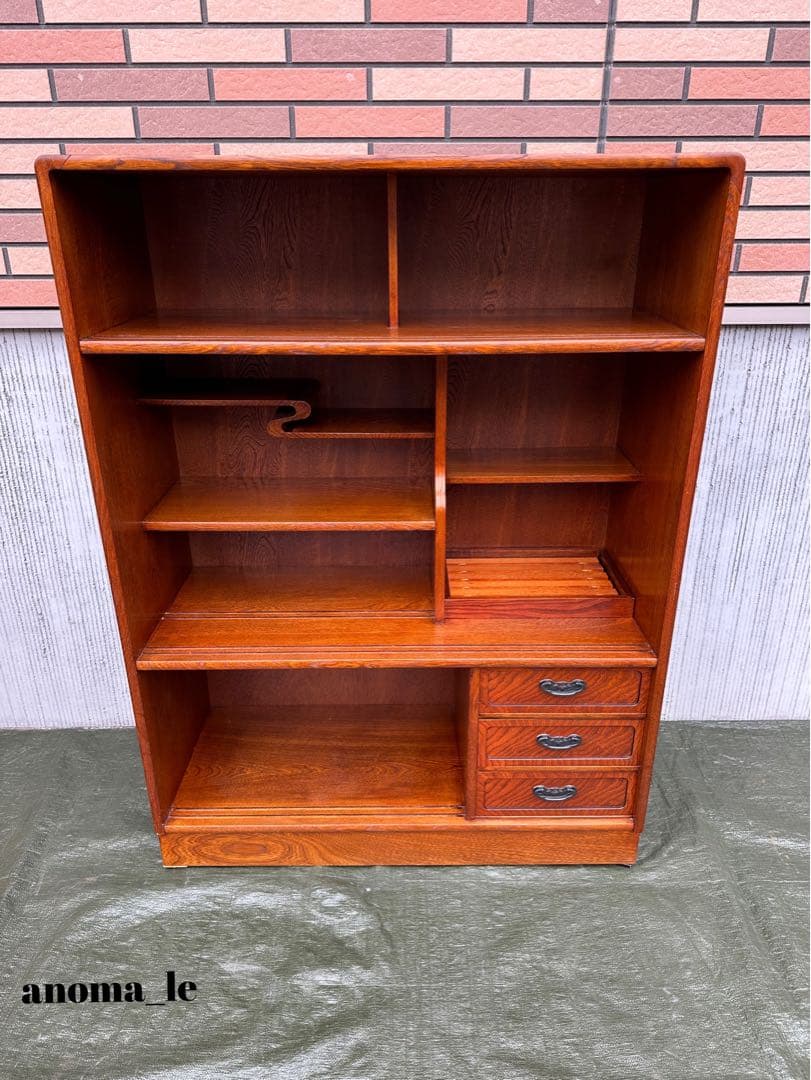 【茶箪笥】国産　木製　違い棚　引き戸　収納棚　水屋箪笥　和家具◎