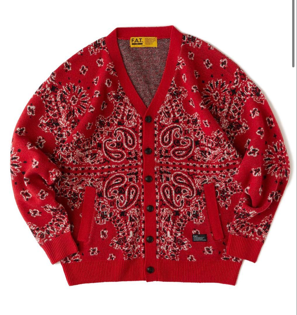 新品F.A.T. バンダナ柄 カーディガン JUMBO サイズ レッド