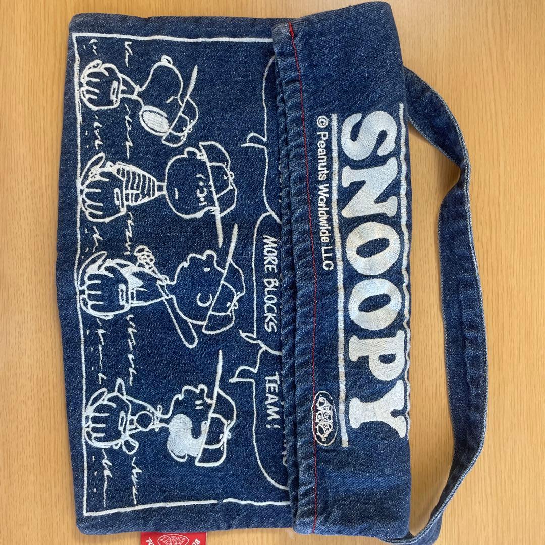 Vintage PEANUTS スヌーピー　デニム　手提げ　まちあり　刺繍