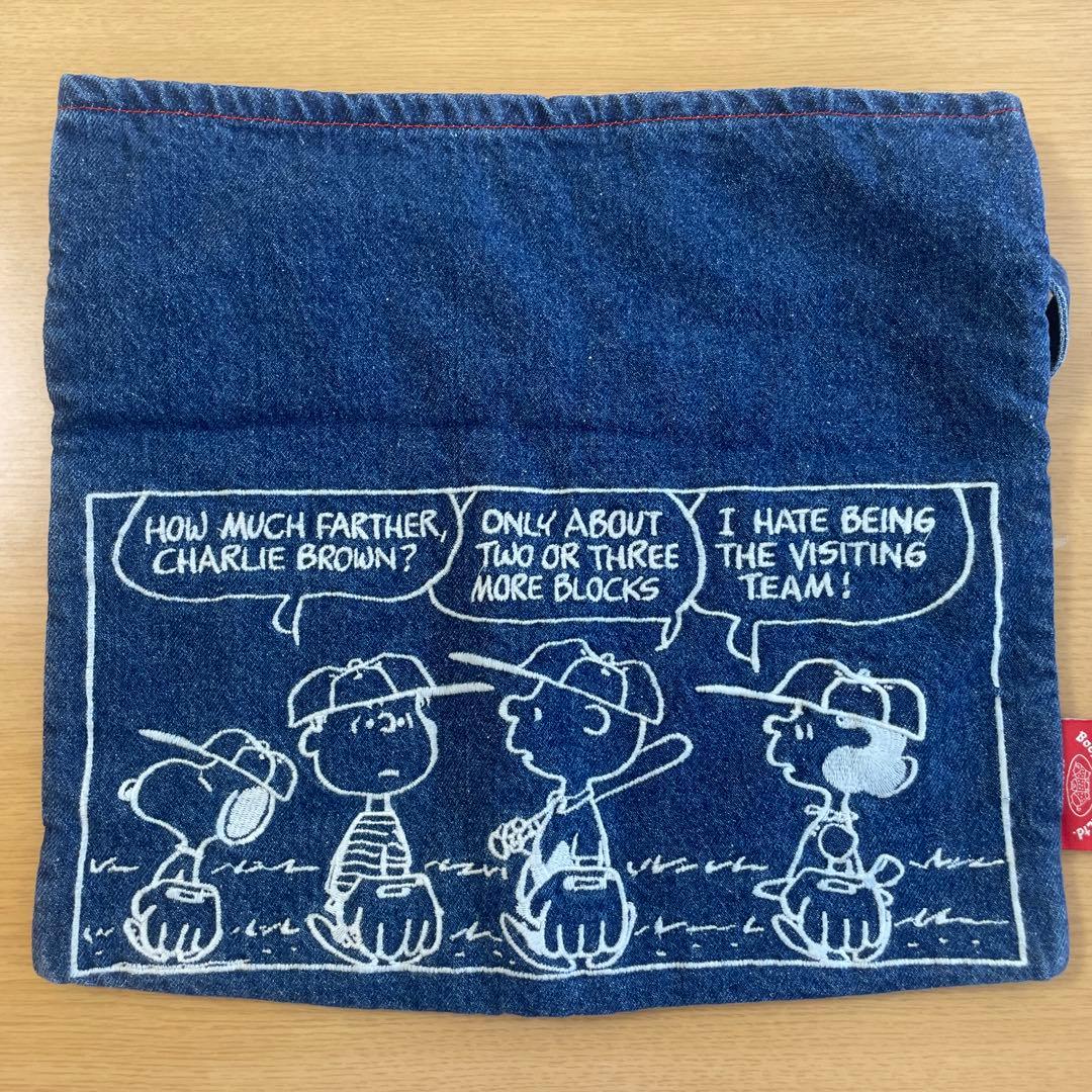 Vintage PEANUTS スヌーピー　デニム　手提げ　まちあり　刺繍