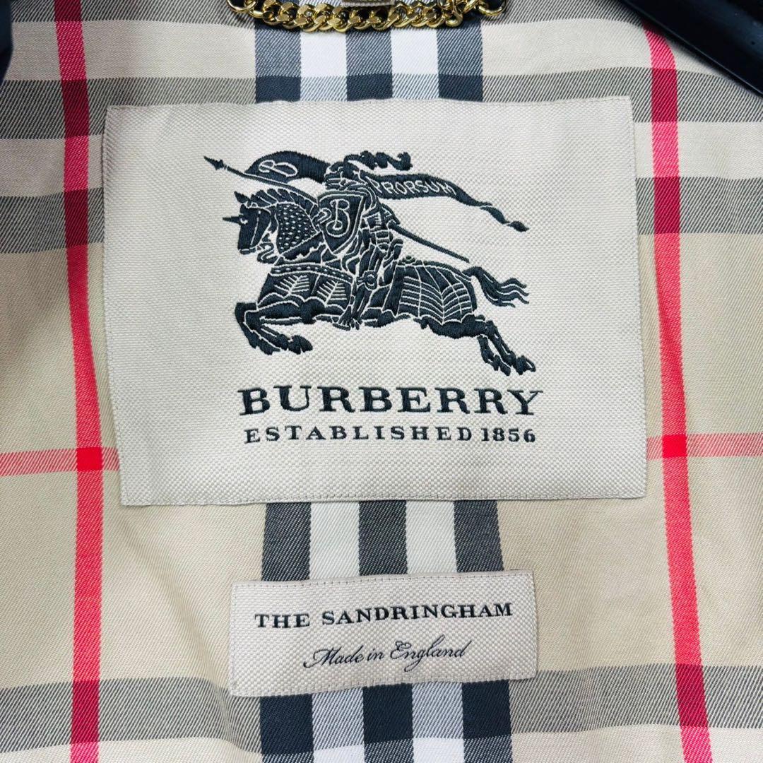 美品 バーバリー 現行 サンドリンガム トレンチコート 紺 ヘリテージ 44 S