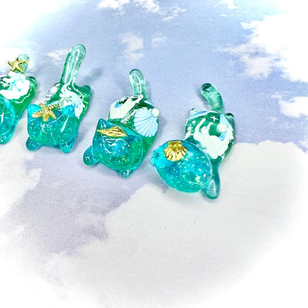 海シリーズ　波　オーロララメ　猫　5個セット