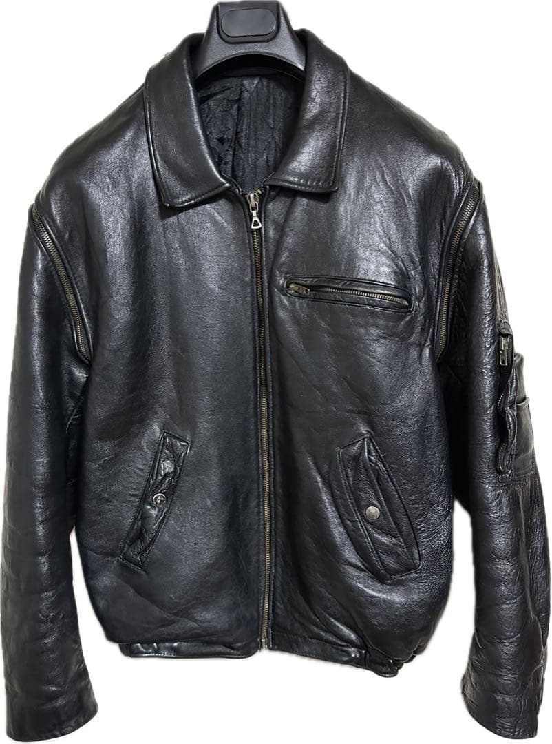 セール！1960s フランス軍 2wayパイロットレザー ジャケット フライト