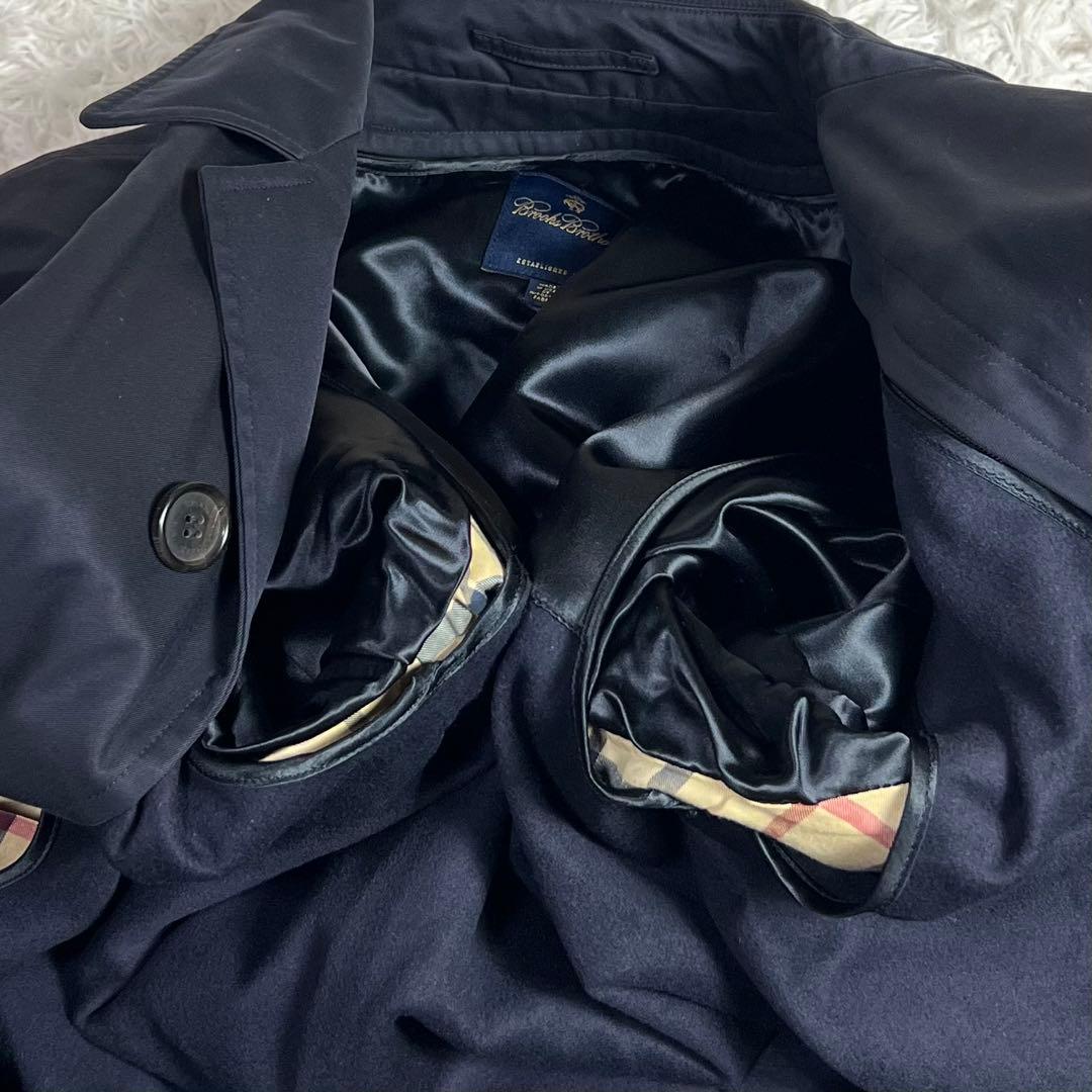 美品 大きいサイズ 2way ブルックスブラザーズ バルマカーンコート 42 紺