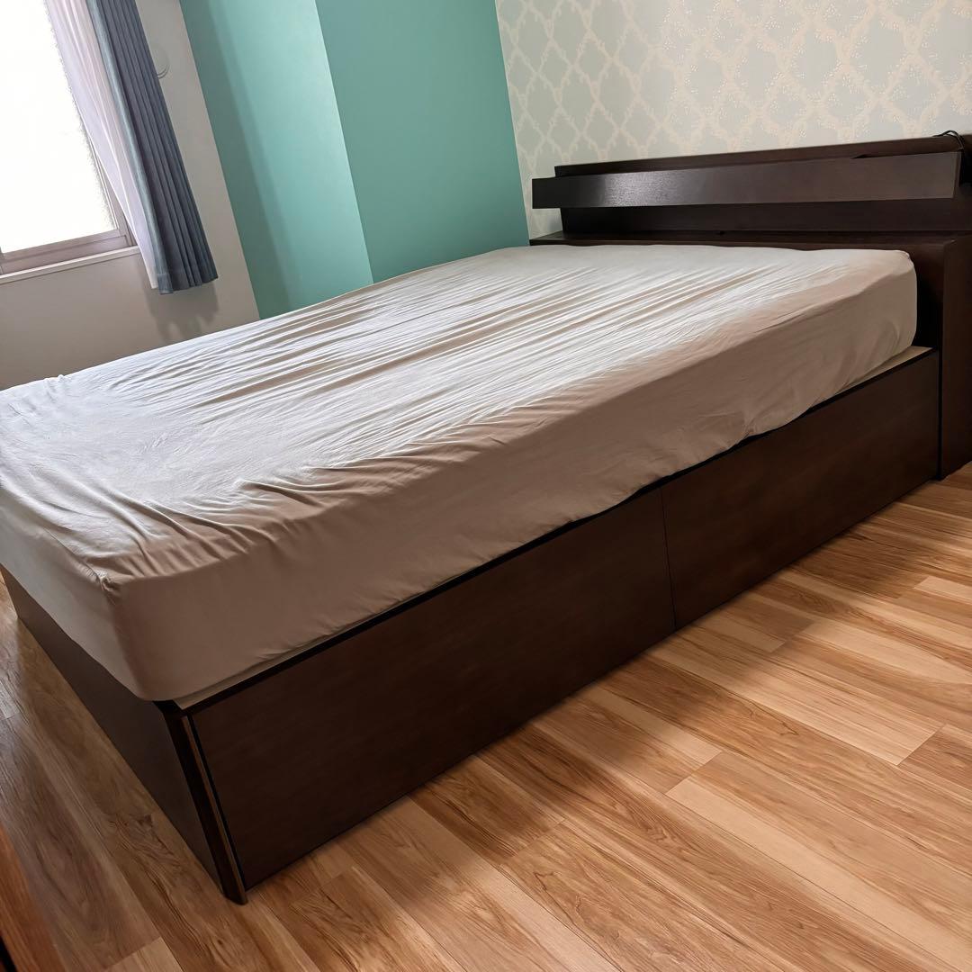 送料無料 ベッドフレーム ワイドダブル 収納付き 足元収納 フランスベッド