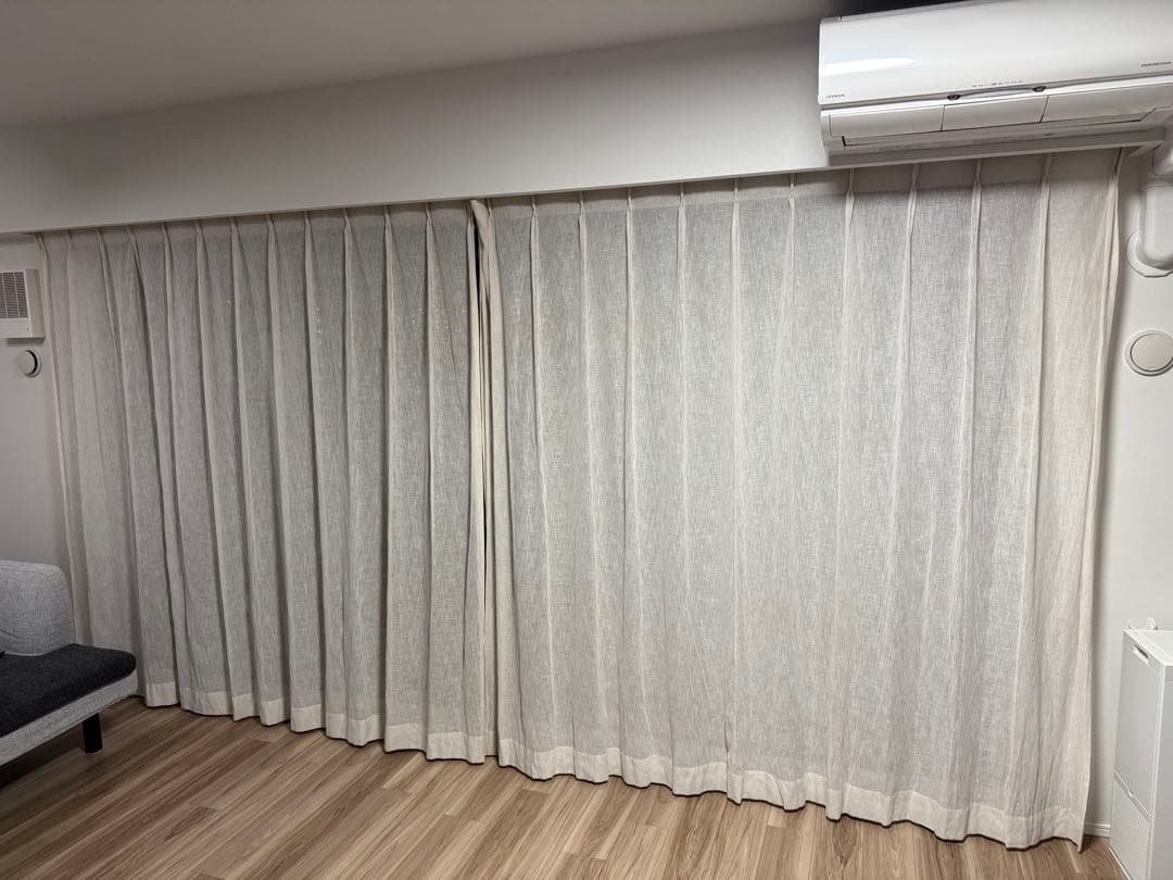 ホワイトレースカーテン プリーツデザイン　川島セルコン