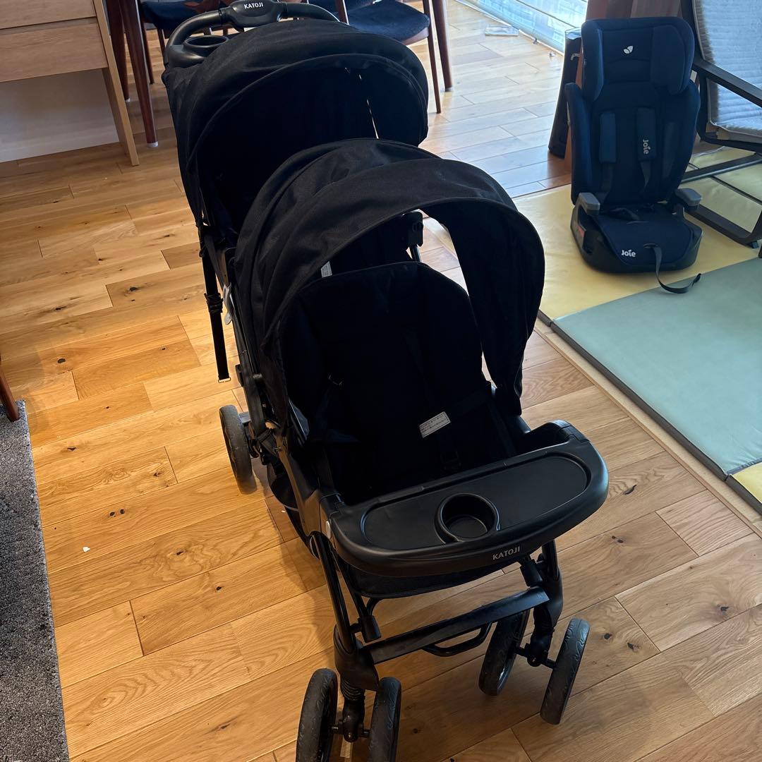 2人でゴーDX ダブルベビーカー ブラック 折りたたみ