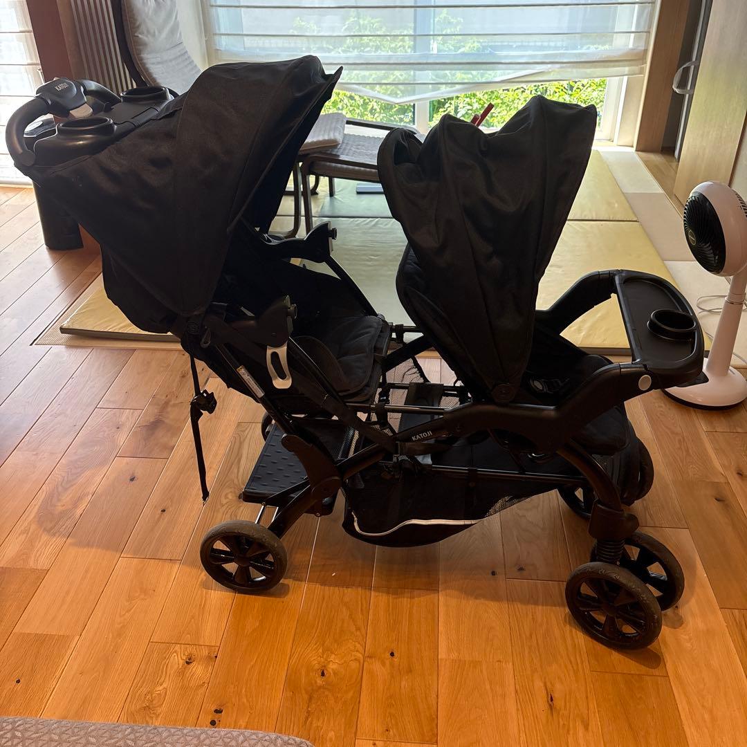 2人でゴーDX ダブルベビーカー ブラック 折りたたみ