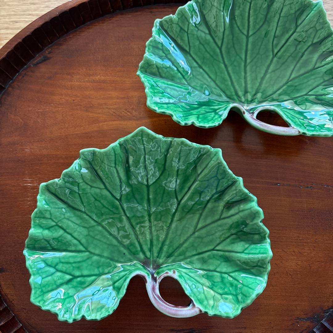 有田焼　福泉窯　皿　2客　ツワ型　ツワブキ　つわぶき　高級有田　18㎝