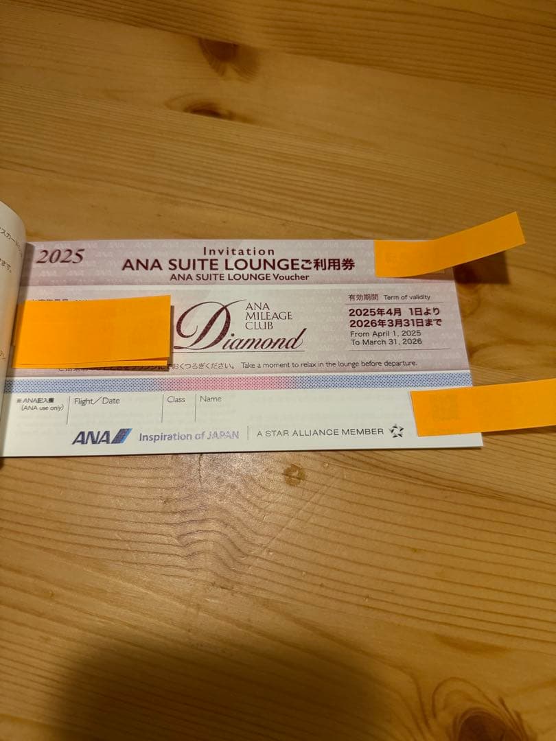 ANA SUITE LOUNGE ご利用券　2025年　6枚綴り