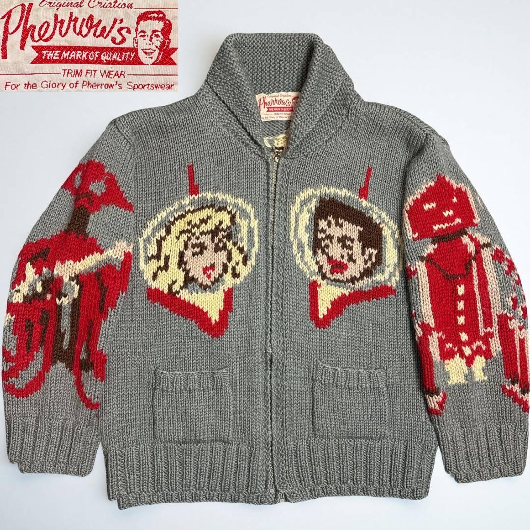 希少 初期 Pherrow's カウチンセーター 宇宙柄 フェローズ L Y2K