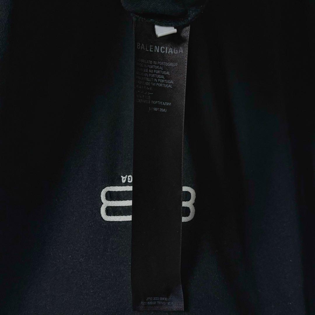 368【サイズ5】バレンシアガ☆両袖BB刺繍入りロンＴ デストロイ加工 ブラック