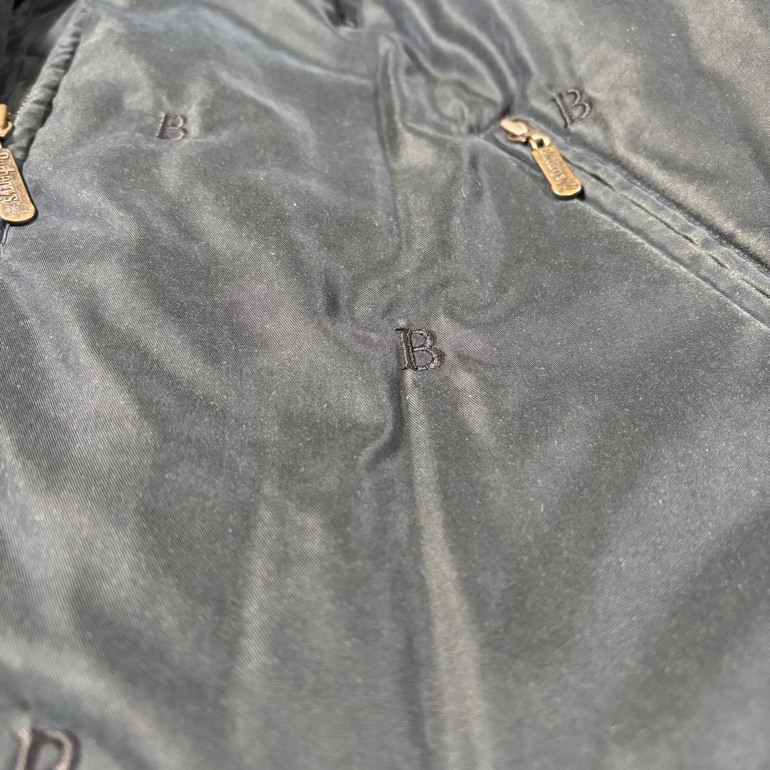 バーバリーズ 金タグ ロングコート 黒 中綿 刺繍ロゴ 総柄Bロゴ ノバチェック