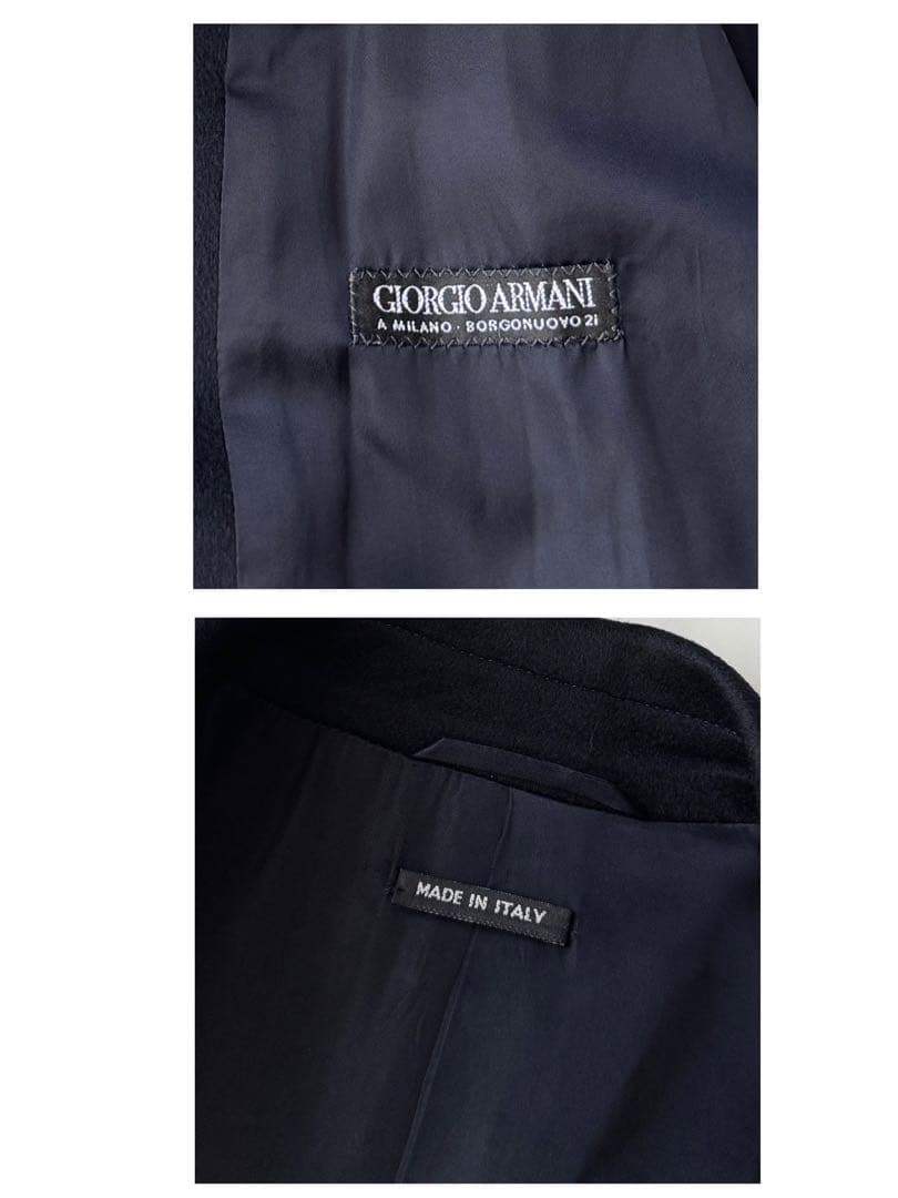 ジョルジオ アルマーニ ダブル ロング チェスター コート 黒 48 XL程