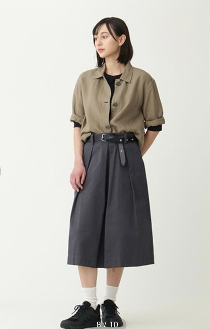 マーガレットハウエル リネンシャツ　半袖 カーキ