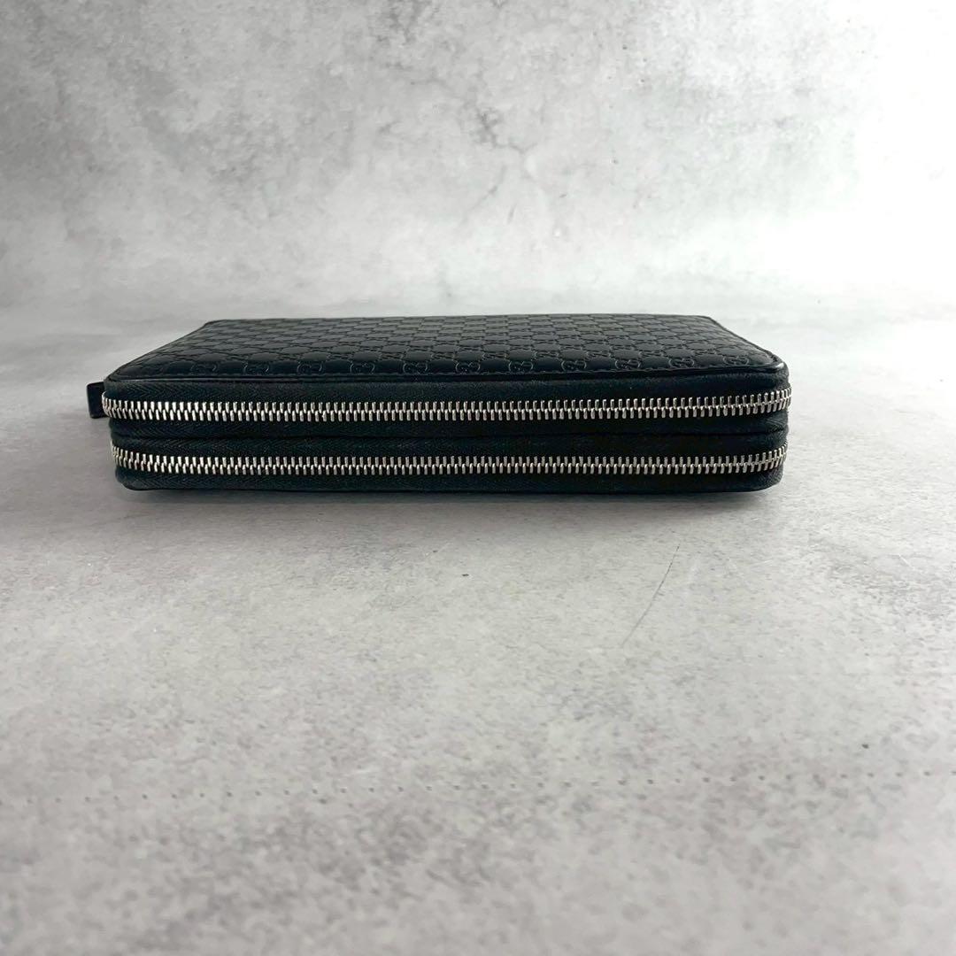 グッチ マイクロシマ オーガナイザー ダブルファスナー レザー ブラック